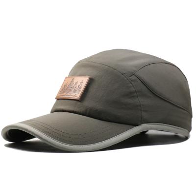 China Gray Quick-Dry Polyester Sport Hat Outdoor 5 Panel Men's Running Baseball Cap for sale