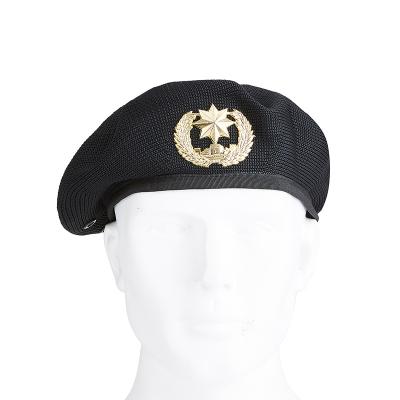 China Custom Military Image Design Your Own Police Logo Mesh Army Beret Cap for sale