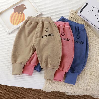 China Breathable Children's Sports Pants With Velvet Warm Pants Autumn And Winter Men And Girls Thick Casual Pants Infant Children Double-sided for sale