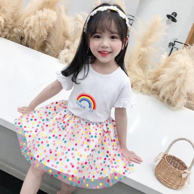 China New children's fashionable foreign style washable girls' sets in the summer clothes baby summer gauze female skirt two pieces for sale