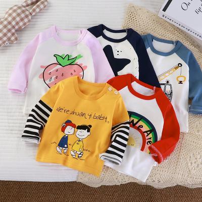 China Top cotton breathable children's underwear bottoming children's long-sleeved one-piece T-shirt children's clothing men and girls shirt for sale