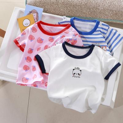 China New children's style promotion Korean version of the children's T-shirt children's summer cotton babies top girl pure short-sleeved breathable hot cartoon for sale