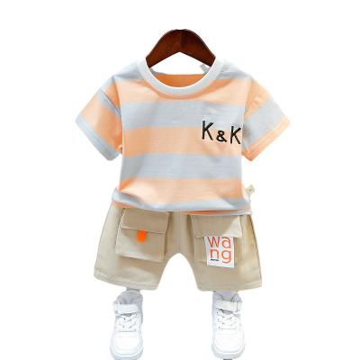 China ENGLAND STYLE boy set 2022 summer new children's baby short-sleeved striped shorts - color two-piece short-sleeved shorts for sale