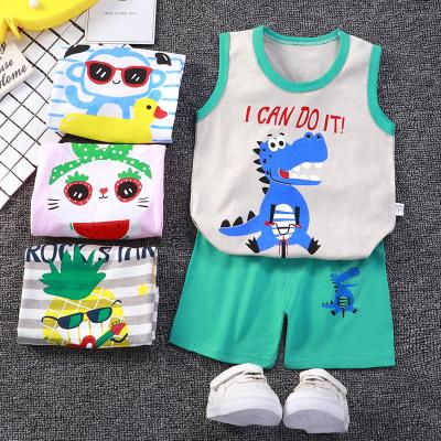 China Promotion casual children's vest set summer new cotton boys girl shorts, Korean baby set children's wholesale for sale