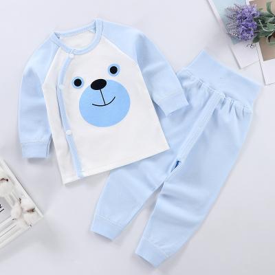 China Breathable Newborn Baby Pajamas Sets Waffle Summer Short Sleeve Knitted Cotton Tops Boys Girls Outfits 2 Pieces Quantity OEM Baby Clothing for sale