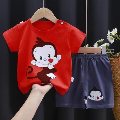 China Children's Korean style version of the 2022 children's clothing pure tasteful short-sleeved baby T-shirt boy summer girl cotton suit for sale