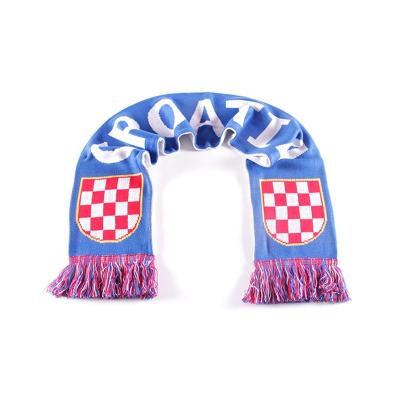 China 2022 WM Croatia Promotion Fan Scarf Acrylic Croatian Jacquard Knitted Scarf for sale