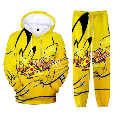 China Breathable new design Amazon wish border anime 3D digital printing hoodies tracksuit sportwear sweater and pant suit for sale