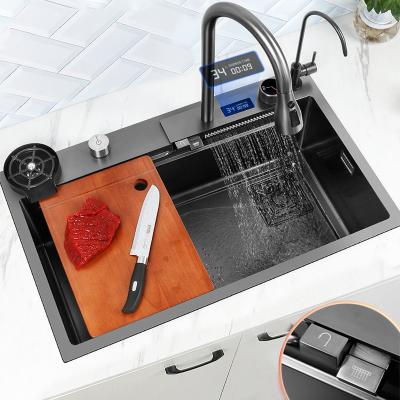 China 2023 free shipping restaurant multifunctional waterfall touch faucet new product commercial kitchen sink without faucet set with faucet for sale