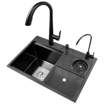 China With Free Shipping Multifunction Faucet Joint Kitchen Sink Nano Stainless Steel With Concealed Single-slot Bar With Lid Wash Basin for sale