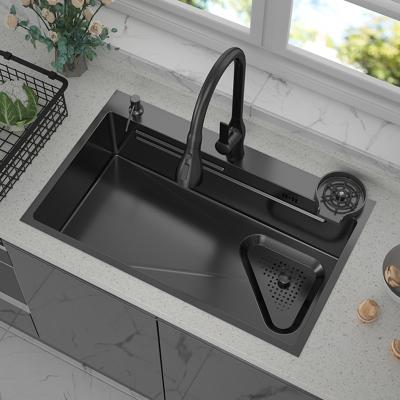 China With free shipping faucet sus304 kitchen sink home washbasin under counter basin Large Single-slot sink with kitchen faucet drain for sale