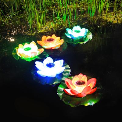 China Garden Outdoor Decoration RGB Waterproof Multicolor Floating Pond Led Solar Lamp Lotus Flower Lantern Solar Light for Yard Pool for sale