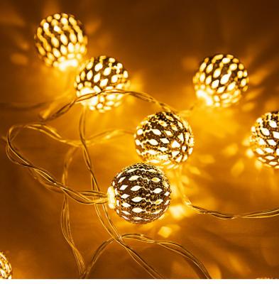 China Battery Operated Holiday/Party/Wedding/Fairy Lights Morocco Ball String Lights Outdoor LED Decoration For Christmas Indoor Wedding Garden Party Decoration for sale