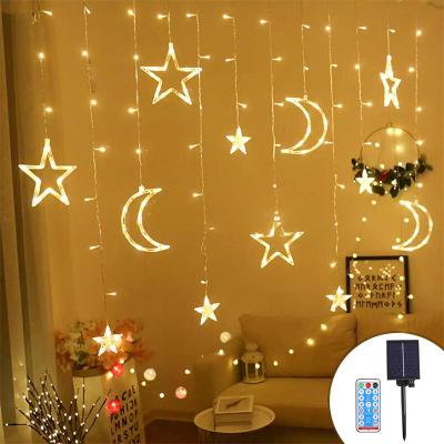 China Solar Waterproof Decorative Icicle Moon Christmas Star LED Curtain String Light Holiday Wedding/Party/Wedding/Holiday Fairy Lights Outdoor Decoration for sale