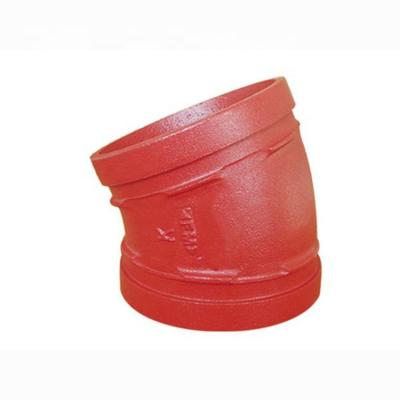 China Topsun Factory Cheap Price Ductile Iron Pipe Fitting Equal 22.5 Degree Elbow Grooved for sale