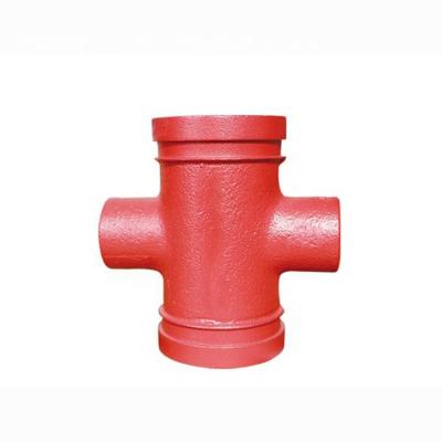 China Cross Groove Pipe Fittings Fit Equal 4 Way Equal 50mm - 300mm Grooved Cross Equal for sale