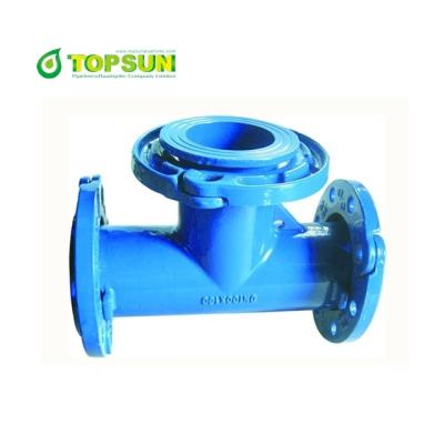 China Drainage / Sewage / Potable Water BS EN545 Ductile Iron Epoxy Powder Coating Loosening Flanged Tee For DI Pipe for sale