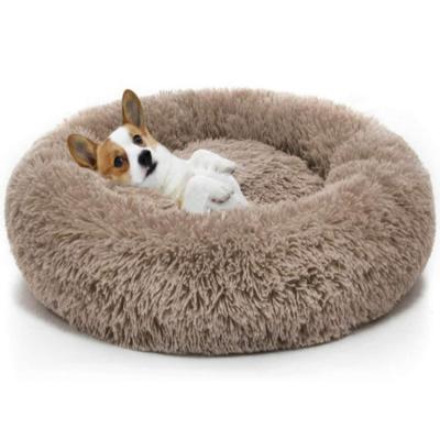 China Sustainable Popular Soft Removable Washable Luxury Cushion Fluffy Large Dogs Cats Waterproof Anti Slip Donut Round Dog Pet Bed For Dogs for sale