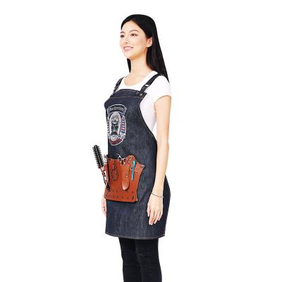 China Waterproof Apron Set Denim Apron With Tool Bag Kitchen Cobbler Restaurant Baking Florist Aprons for sale