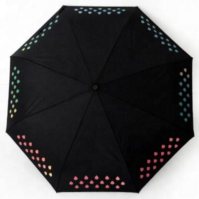 China Color Changing Umbrella 190T Pongee Fabric Change Color When Wet Umbrella 3 Times Umbrella for sale