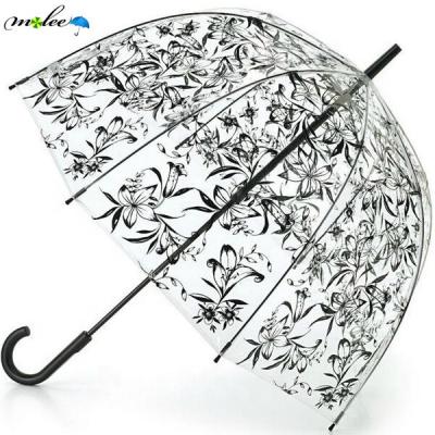 China Minimalist Dome Shape Transparent Printing POE Umbrella for sale