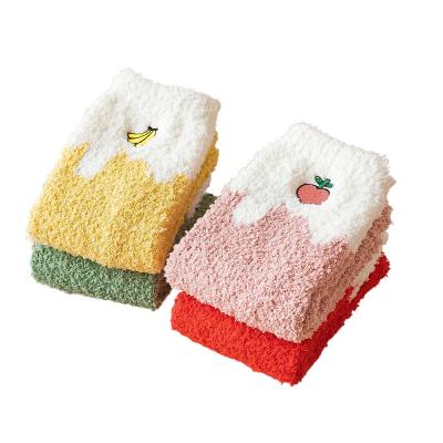 China Antibacterial Wholesales Home Use Fuzzy Polyester Socks Girl Floor Winter Warm Fluffy Socks Sleep Socks for sale