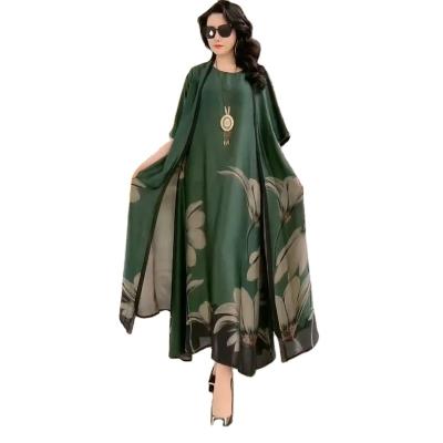 China Anti-pilling stain factory middle-aged mothers and older wholesale wearing formal suits, large printed long-sleeved dresses and thin coats for sale