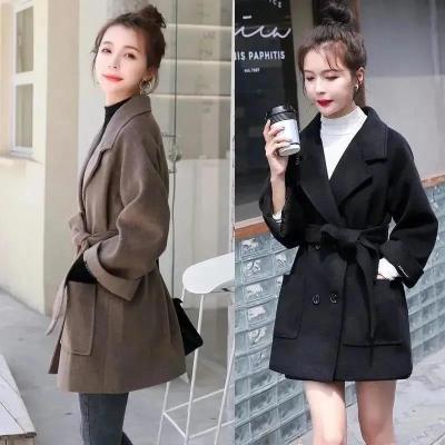 China Breathable Spot manufacturers wholesale custom autumn and winter women's wool coat, the new Korean double-breasted long wool coat popular for sale