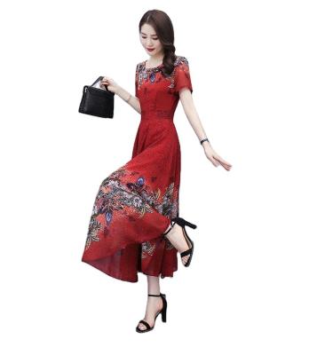 China Anti-wrinkle Custom Wholesale fashion summer Sexy Slim women casual long floral Dress In Stock for sale