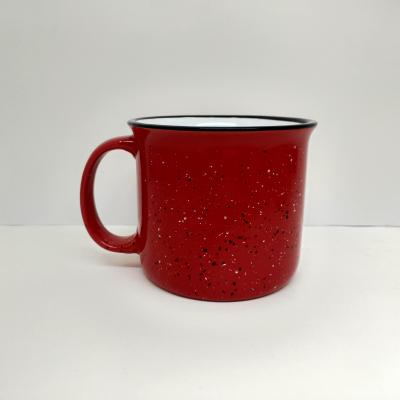 China 15 viable oz. Red Dappled Ceramic Campfire Coffee Mug for sale