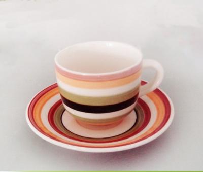 China Large 220ml Viable Ceramic Hand Painted Cup and Saucer for sale