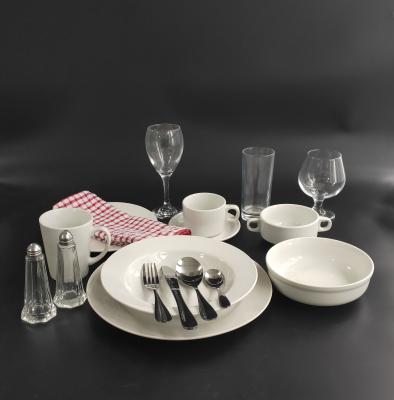 China Sustainable Wholesale Porcelain Stainless Steel Glass Tableware for sale