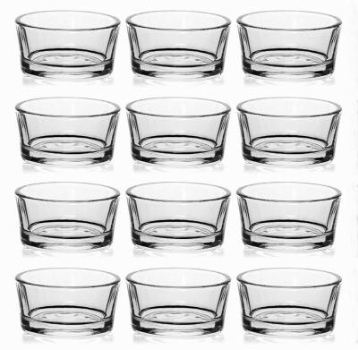 China Wholesale Classic and Clean Looking Set of 12 High Clear Glass Tealight Candle Holder for E-commerce for sale