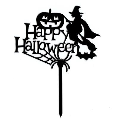 China New Arrival Acrylic Trick Or Treat Happy Cake Topper Halloween Acrylic Cake Topper For Halloween Party Supplies for sale