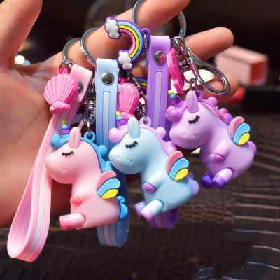 China Promotion Gift 3D Soft PVC Rubber Unicorn Kids Cute Pendant Key Chain for sale