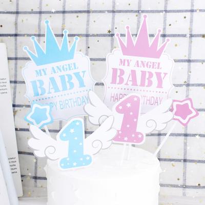 China 4pcs Cute Acrylic Baby 1st Birthday Boy Girl Paper Cake Toppers For Party Supplier for sale