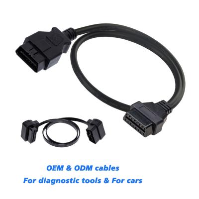 China All automotive connector cable 16 pin custom male and female car obd obd2 extension cable obd obd2 extension cable for sale