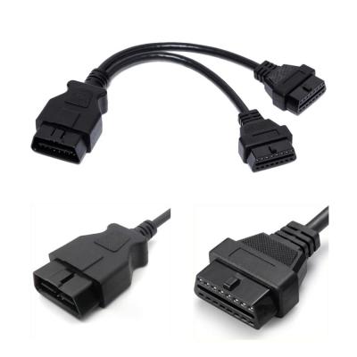 China Different type cars custom wire harness 16pin female and male y obd2 obd cable splitter for sale