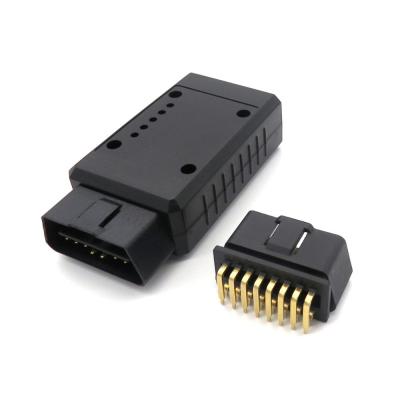 China Auto car male 12v 16 pin obd2 connector pcb with plastic enclosure for sale