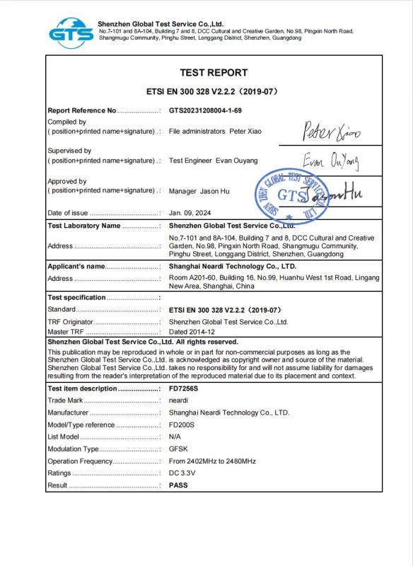 TEST REPORT - Shanghai Neardi Technology Co., Ltd.