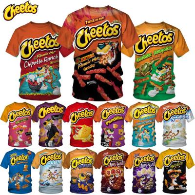 China Summer Fashion QUICK DRY Potato Chips Cheetos 3D Printed Shirt For Men's Casual Snacks 3D Printing Shirt Mens Round Neck Hip Hop Tops for sale