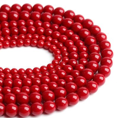 China DIY Jewelry Factory Direct Selling Natural Stone Loose Beads Solid Color Shiny Round Beads Beaded Material Diy Handmade Jewelry Accessories for sale