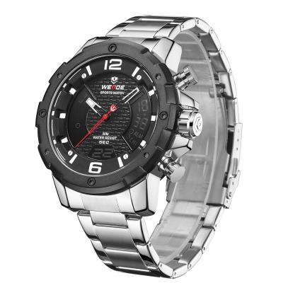 China Custom Alarm Weide Logo 3 Atmospheres Waterproof Mens Sports Watch Stainless Steel Watch With Japan Epson Movement for sale