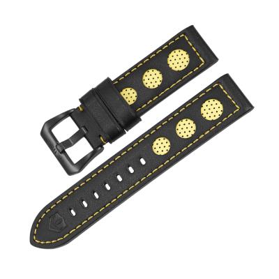 China fashion & WEIDE 22mm Watch Bands Casual Genuine Leather Cowhide Waterproof Watch Straps Buckle Strap Black 22mm Black Watch Band for sale