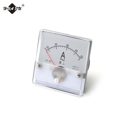 China Movable Type Panel Amp Current Meter Coil Structure AC Rectangle Shape Indicator Ammeter HP-80 80*80mm 80*80mm for sale