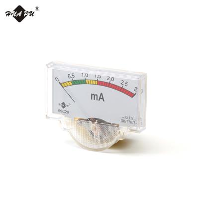 China DC 3.0mA Rectangle Shape Indicator Type Coil Direct Moving Ammeter 69C20 80*44mm Panel Ampere Current Meter 80*44mm for sale