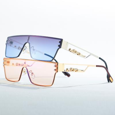 China 2022 Fashion unique leopard personality metal square style glass men women flat surface main cavity vintage retro Sunglass one piece legs for sale