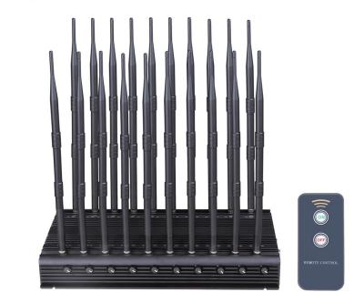 China Multifunctional 20 antennas jammer shielding all 2G 3G 4G 5G WIFI GPS RF LOJACK VHF UHF signals with Remote Control for sale