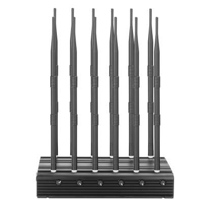 China Multifunctional 12 antennas jammer shielding all 2G 3G 4G 5G WIFI GPSL1 LOJACK signals with 70 meters blocking distance for sale