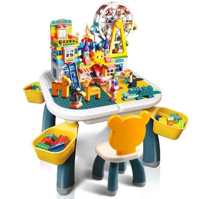 China Building Toy Anyuan Boy Multi Purpose Kids Building Block Table Desk And Chairs Play for sale